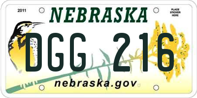 NE license plate DGG216