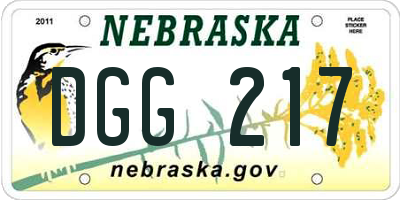 NE license plate DGG217