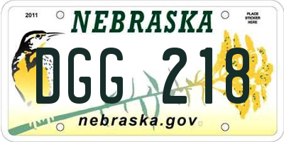 NE license plate DGG218