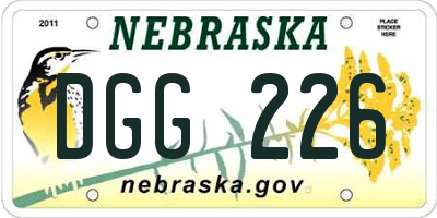 NE license plate DGG226