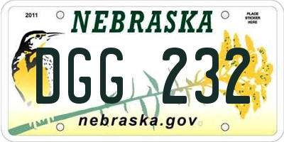 NE license plate DGG232