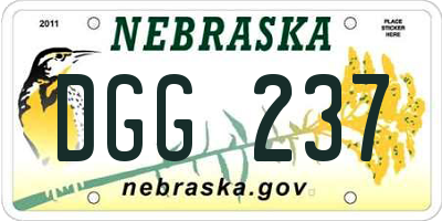 NE license plate DGG237