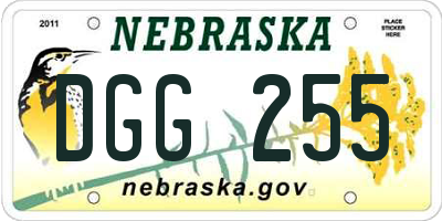 NE license plate DGG255