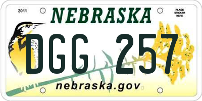 NE license plate DGG257