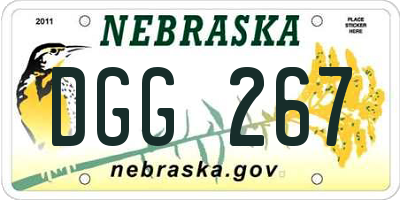 NE license plate DGG267