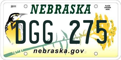 NE license plate DGG275
