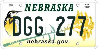NE license plate DGG277