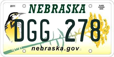 NE license plate DGG278