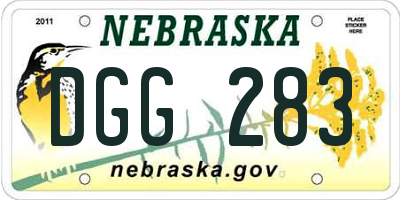 NE license plate DGG283