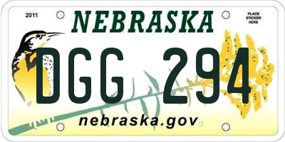 NE license plate DGG294