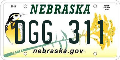 NE license plate DGG311