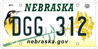 NE license plate DGG312