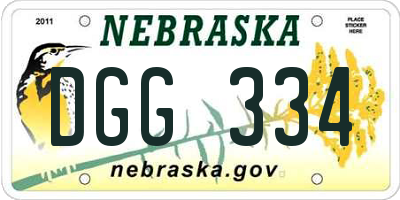 NE license plate DGG334