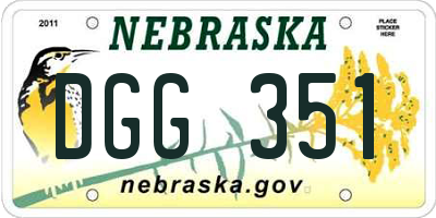 NE license plate DGG351