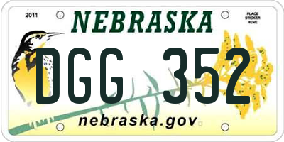 NE license plate DGG352