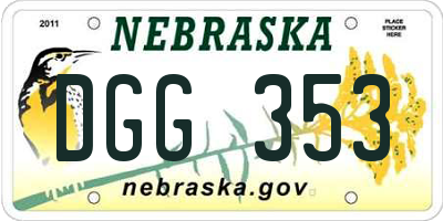 NE license plate DGG353
