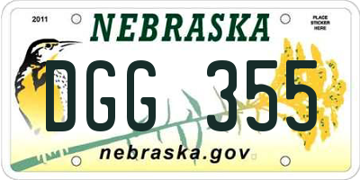 NE license plate DGG355