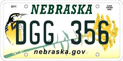 NE license plate DGG356