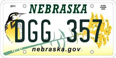 NE license plate DGG357