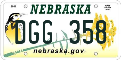 NE license plate DGG358