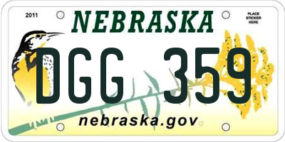 NE license plate DGG359