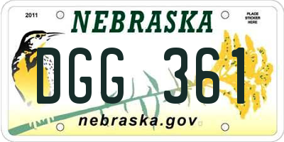 NE license plate DGG361