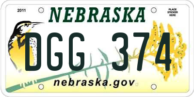 NE license plate DGG374