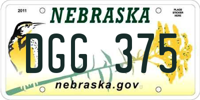 NE license plate DGG375
