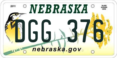 NE license plate DGG376