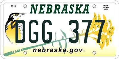 NE license plate DGG377
