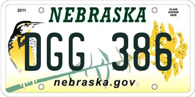 NE license plate DGG386
