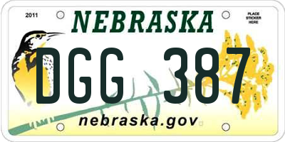 NE license plate DGG387