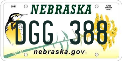 NE license plate DGG388