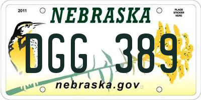 NE license plate DGG389