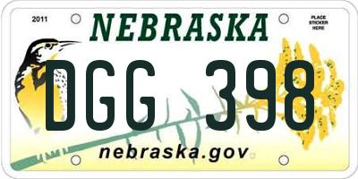 NE license plate DGG398
