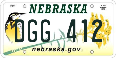 NE license plate DGG412