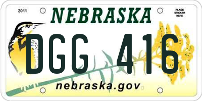 NE license plate DGG416