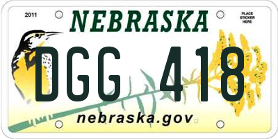 NE license plate DGG418