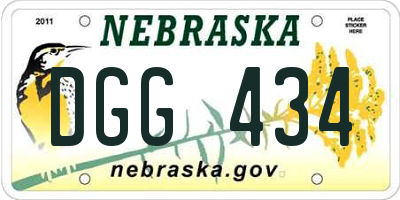 NE license plate DGG434