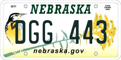NE license plate DGG443