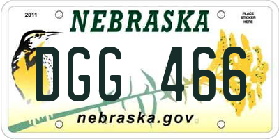 NE license plate DGG466