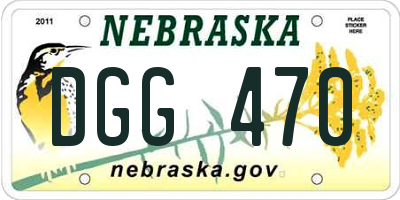 NE license plate DGG470