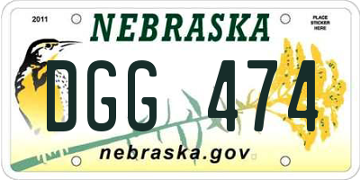 NE license plate DGG474
