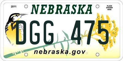 NE license plate DGG475