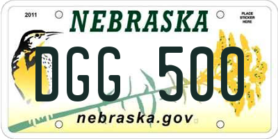 NE license plate DGG500