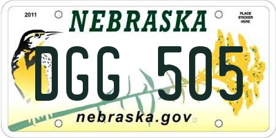 NE license plate DGG505