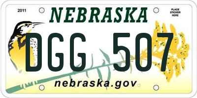 NE license plate DGG507