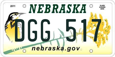 NE license plate DGG517