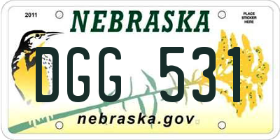 NE license plate DGG531