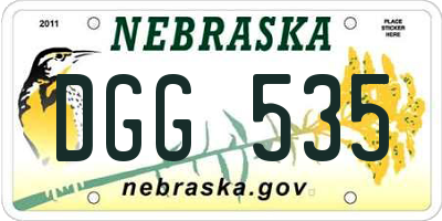NE license plate DGG535